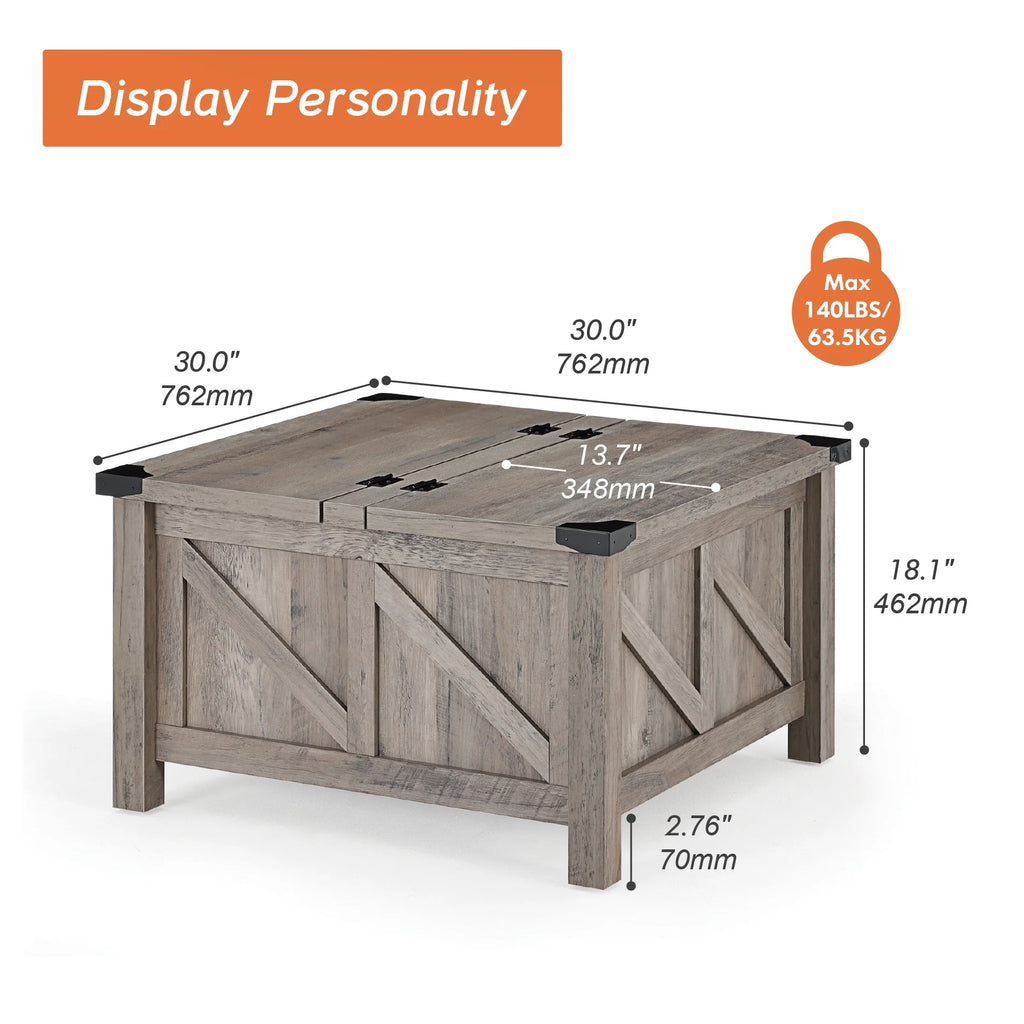 Grey Square Wood Lift-Top Coffee Table H1760