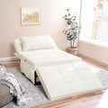 White Breathable Linen Convertible Ottoman Bed T9186