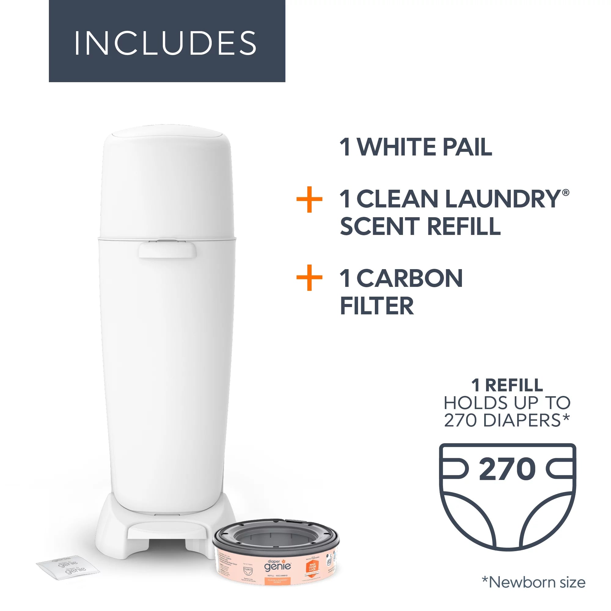 White Diaper Pail with Refill and Filter Z8278