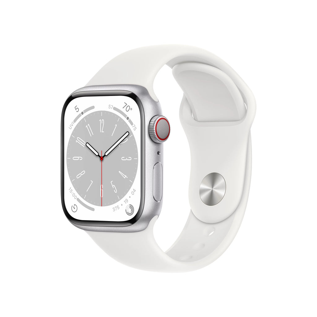 Silver Aluminum 41mm Apple Watch with White Sport Band P592