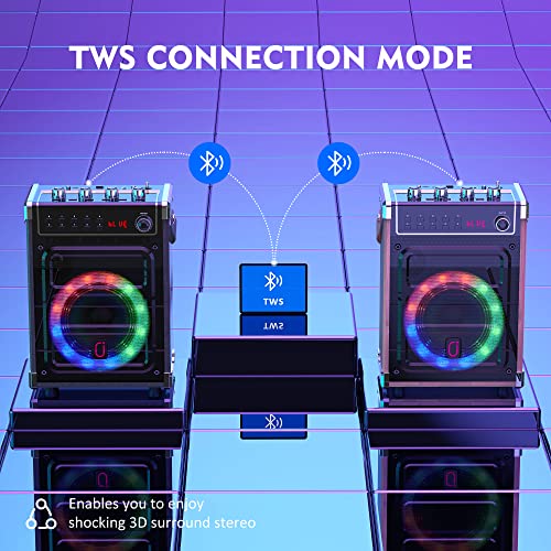 Black Karaoke Machine with 2 Wireless Microphones and Bluetooth Speaker R86690
