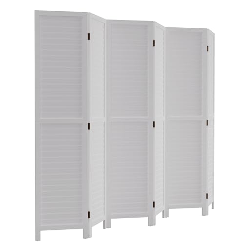 White 6 Panel Wood Room Divider G8406