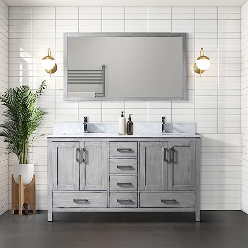 Dark Grey Double Bath Vanity with Carrara Marble Top S919