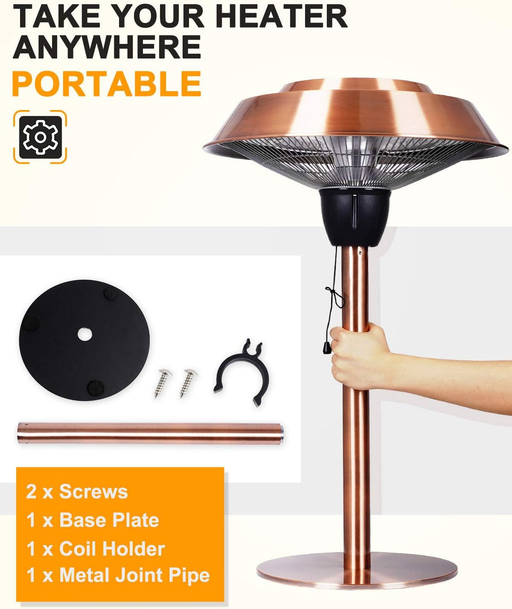 1500W Infrared Electric Patio Heater with Brush Copper Finished O83581