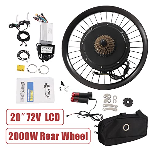 72V 2000W 560rpm Rear Wheel Electric Bike Conversion Kit with LCD Display for 20-inch Bicycles U274133