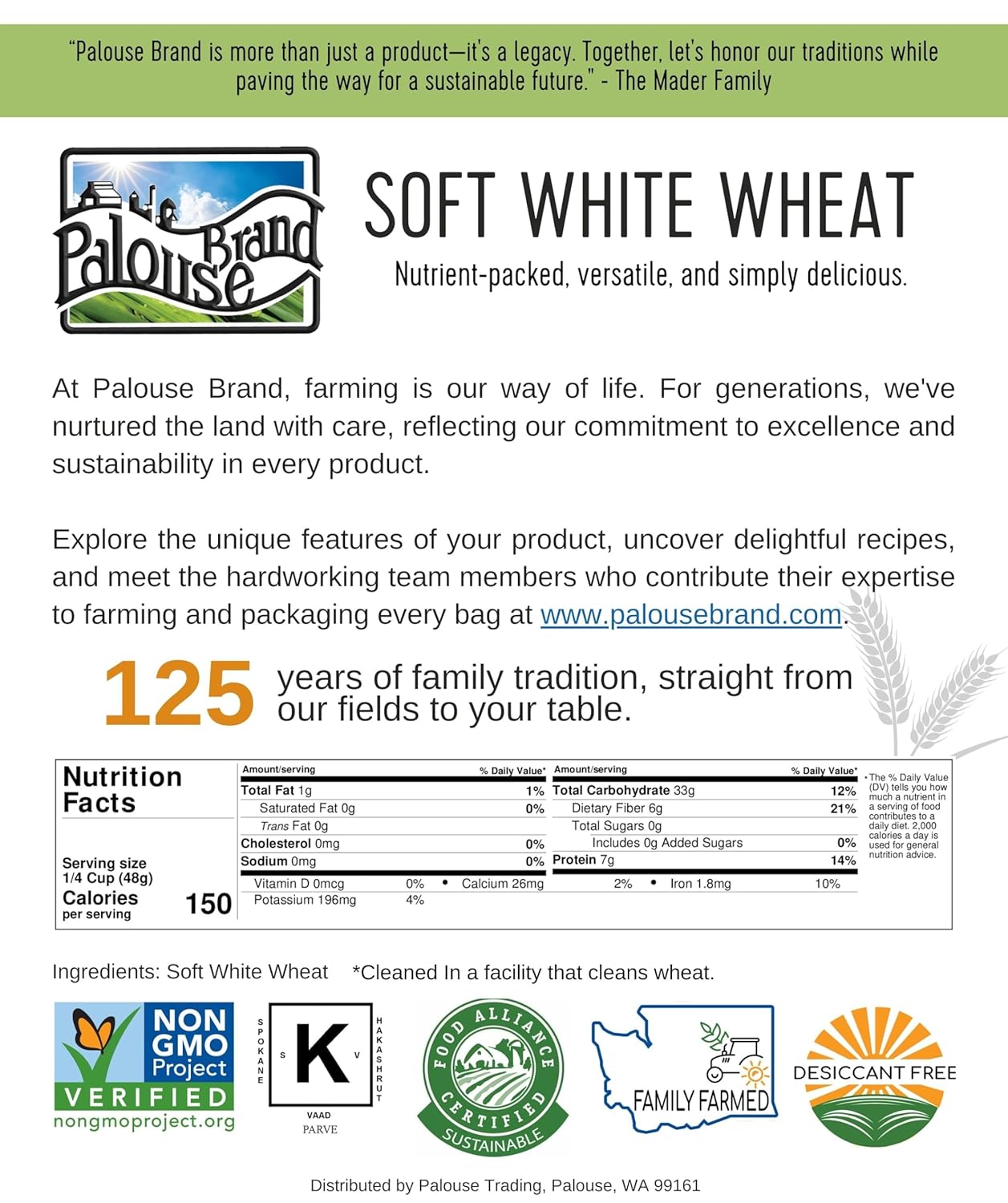 25 LBS Soft White Wheat Berries T476