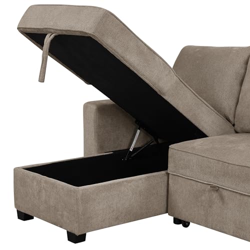 90" L-Shaped Sleeper Sofa with Storage Chaise W7841