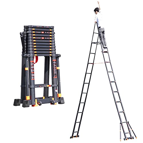 Telescoping Ladder with 2 Triangle Stabilizers, 330lbs Capacity J965043