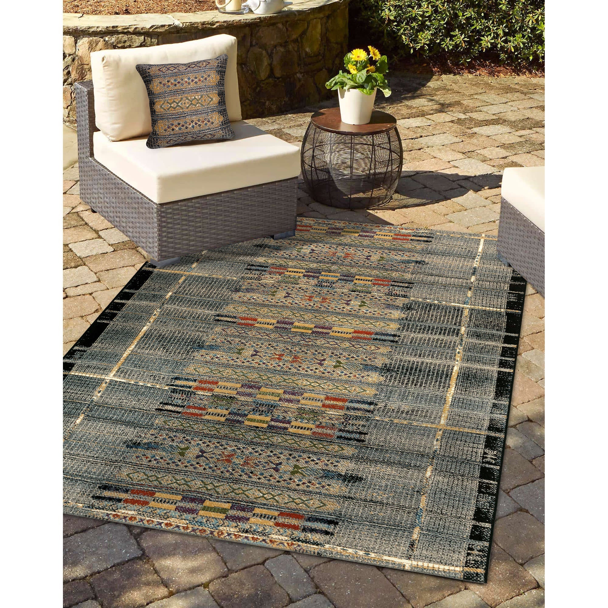 Marina Tribal Stripe Indoor Outdoor Throw Pillow