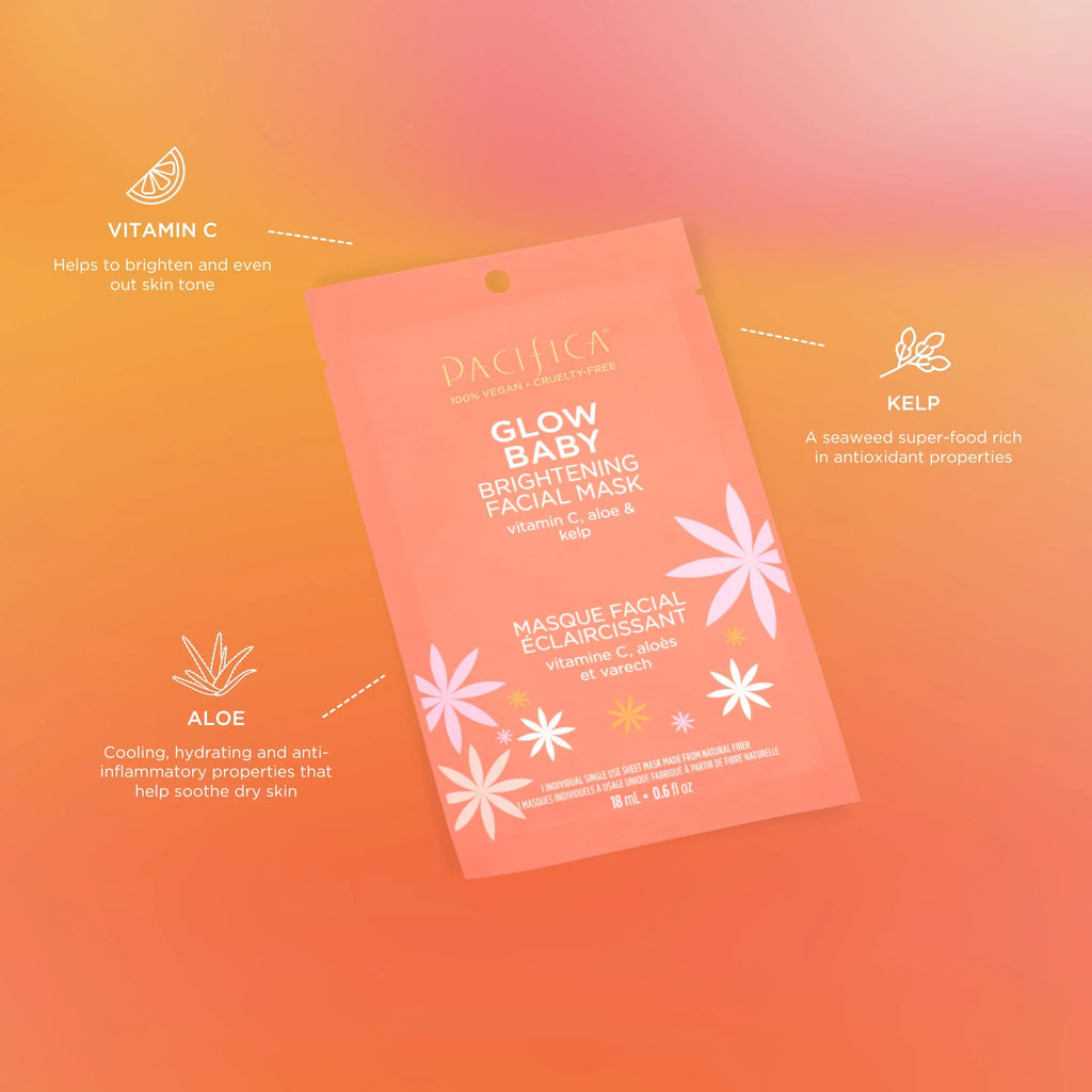 Brightening Sheet Mask with Vitamin C, Aloe, Kelp Q22362