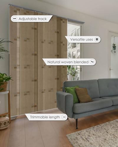 Adjustable Sliding Track Vertical Blinds 45.8"-86" W x 96" H Woven Fabric Panel Shades L745