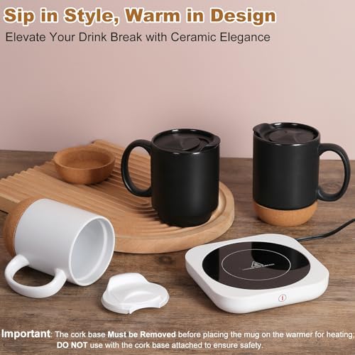 Black Electric Coffee Cup Warmer with Ceramic Mug U661230