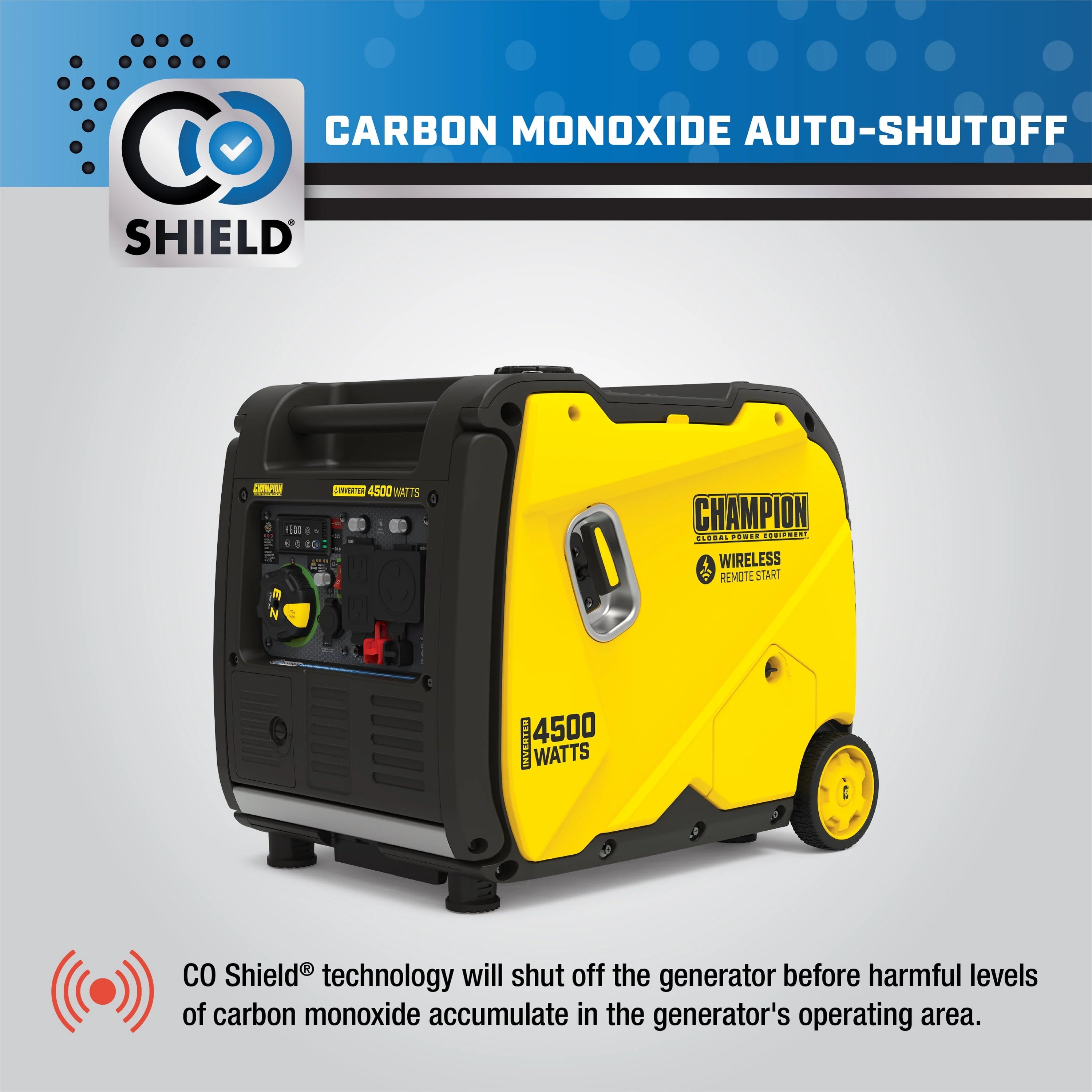 4500-Watt Wireless Remote Start Inverter Generator with CO Shield N918