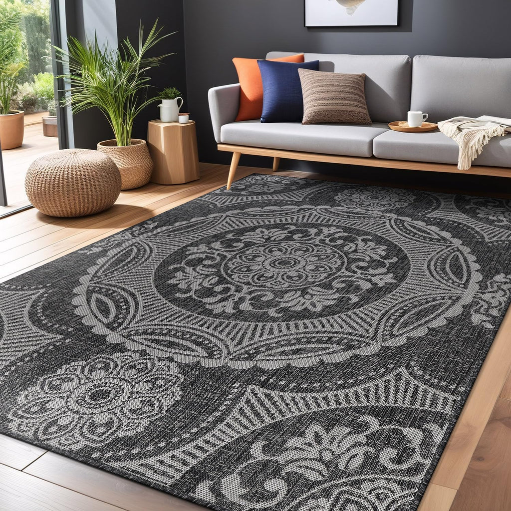 Dark Gray 6x9 Washable Outdoor Rug S442688