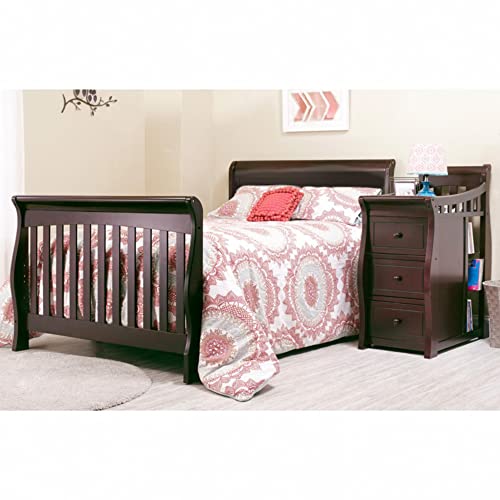 White Convertible Crib and Changer with Solid Panel Back Wooden Baby Bed Toddler Full-Size Nursery S112