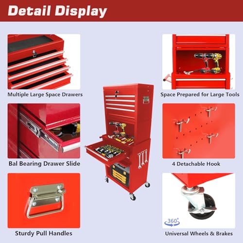 Blue 6 Drawer Rolling Tool Chest with Wheels D669716