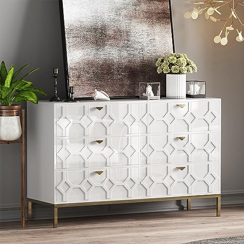 6 Drawer Blue Wood Dresser V480