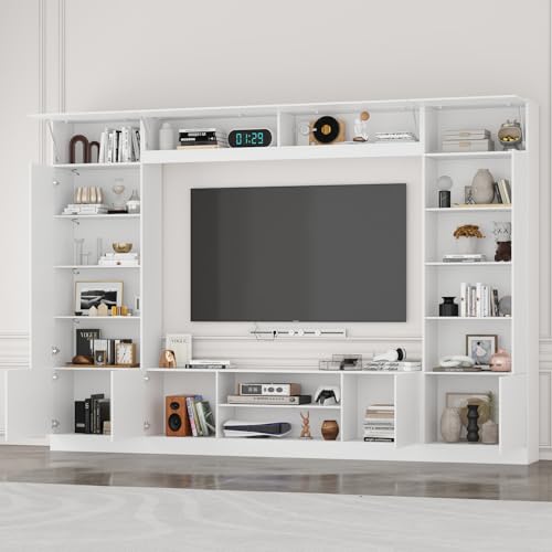 Black 94.5”W Wall Unit TV Stand with Storage B64326