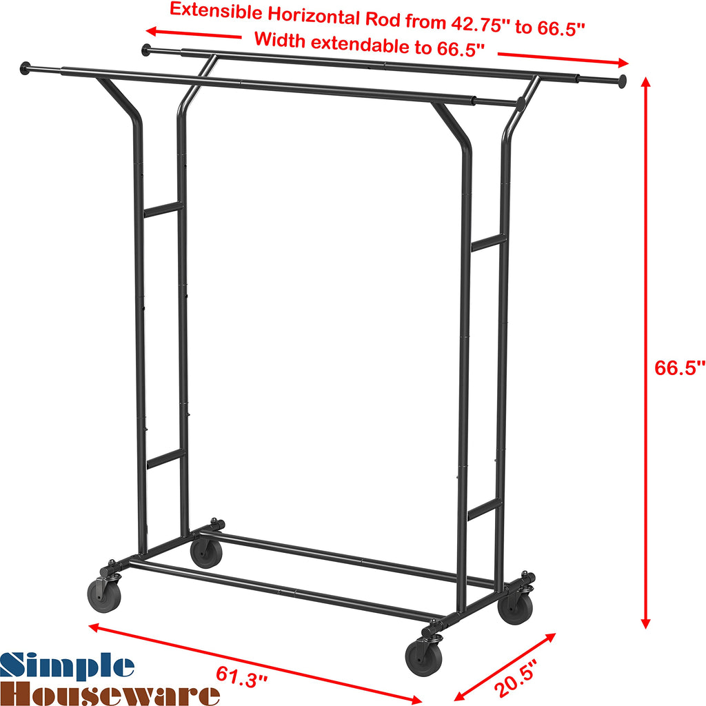 Black Double Rail Clothing Garment Rack O9303