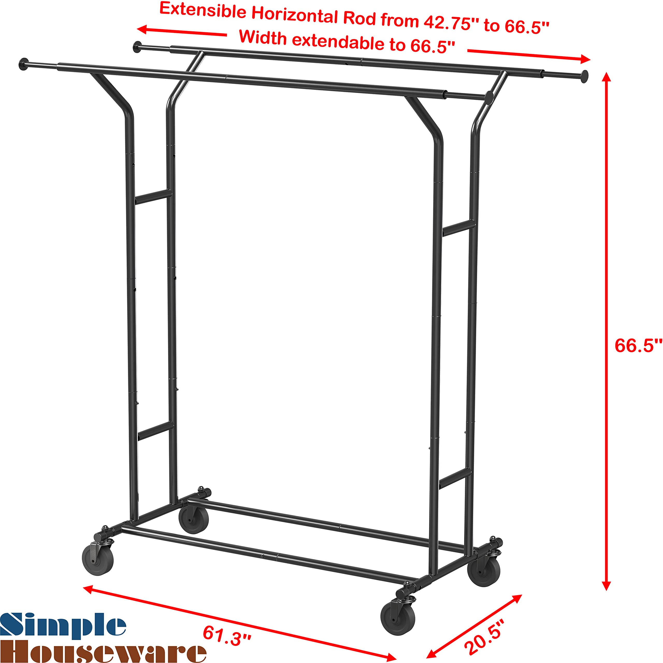 Black Double Rail Clothing Garment Rack O9303