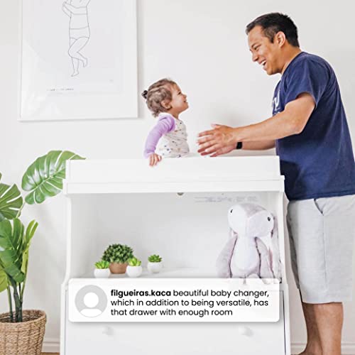 Bianca White Natural Convertible Changing Table with Drawer K41385