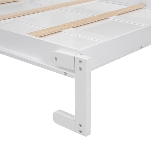 Queen Size Foldable Wood Wall Bed Frame with Shelves and LED Lights W867324