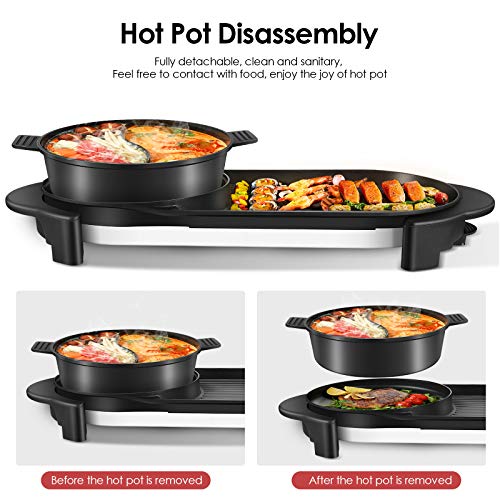 Electric Hot Pot with Grill, Removable Hotpot Pot, Smokeless Non-Stick, Adjustable Temperature Q737