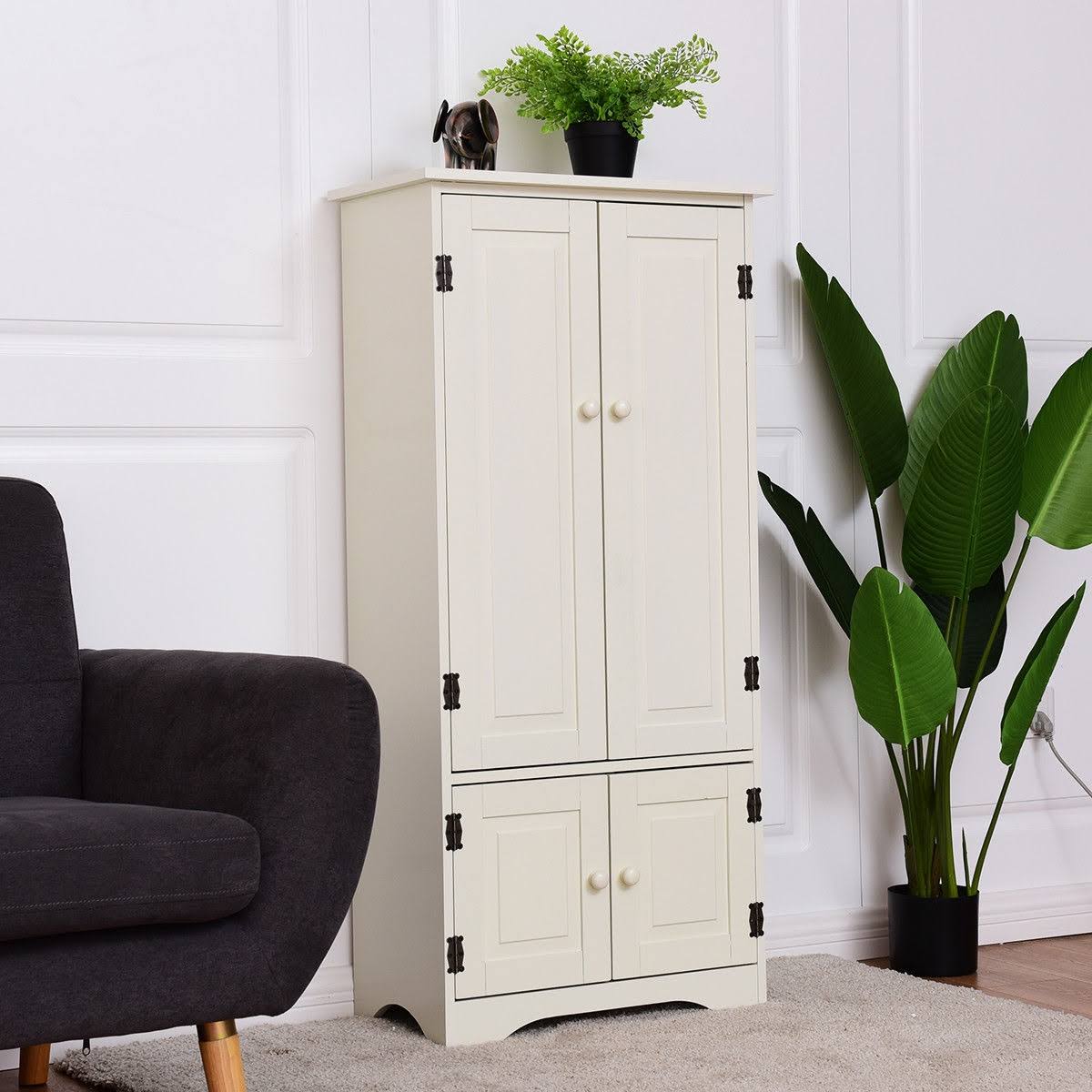 White Adjustable Shelves Storage Cabinet T111264