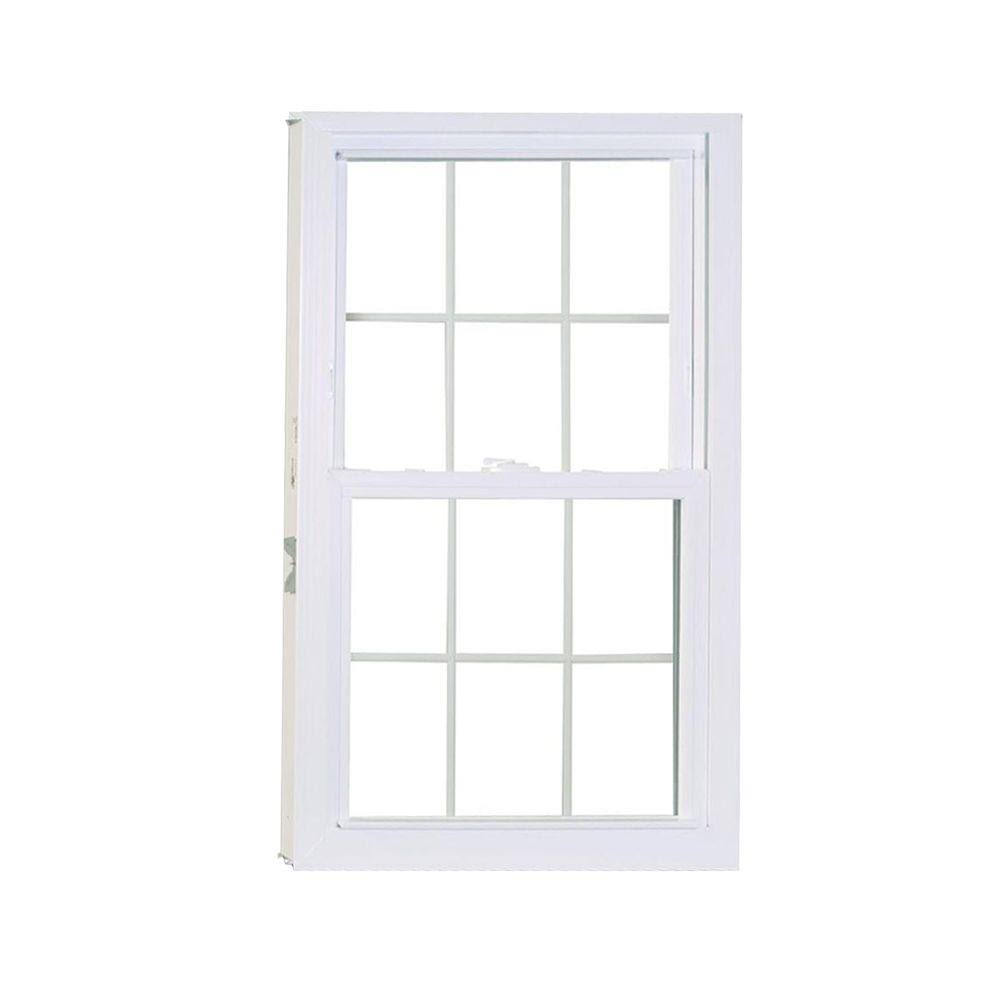 27.75 in. x 53.25 in. Double Hung White Vinyl Window with Grilles L582