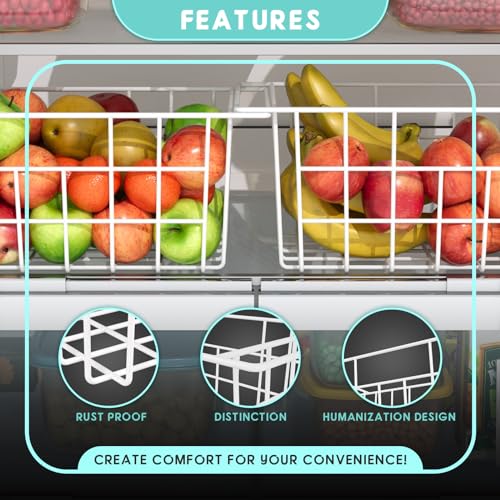 17.5 inch 2Packs Metal Wire Freezer Basket with Hanging Handles V921