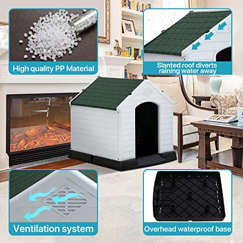 White Large Plastic Dog House with Elevated Floor D83500
