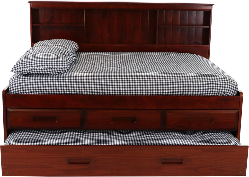 Full Bookcase Daybed with 3 Drawers & Trundle Merlot H46249