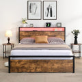 Full Size Metal Platform Bed with Storage Headboard and 2 Drawers V59271