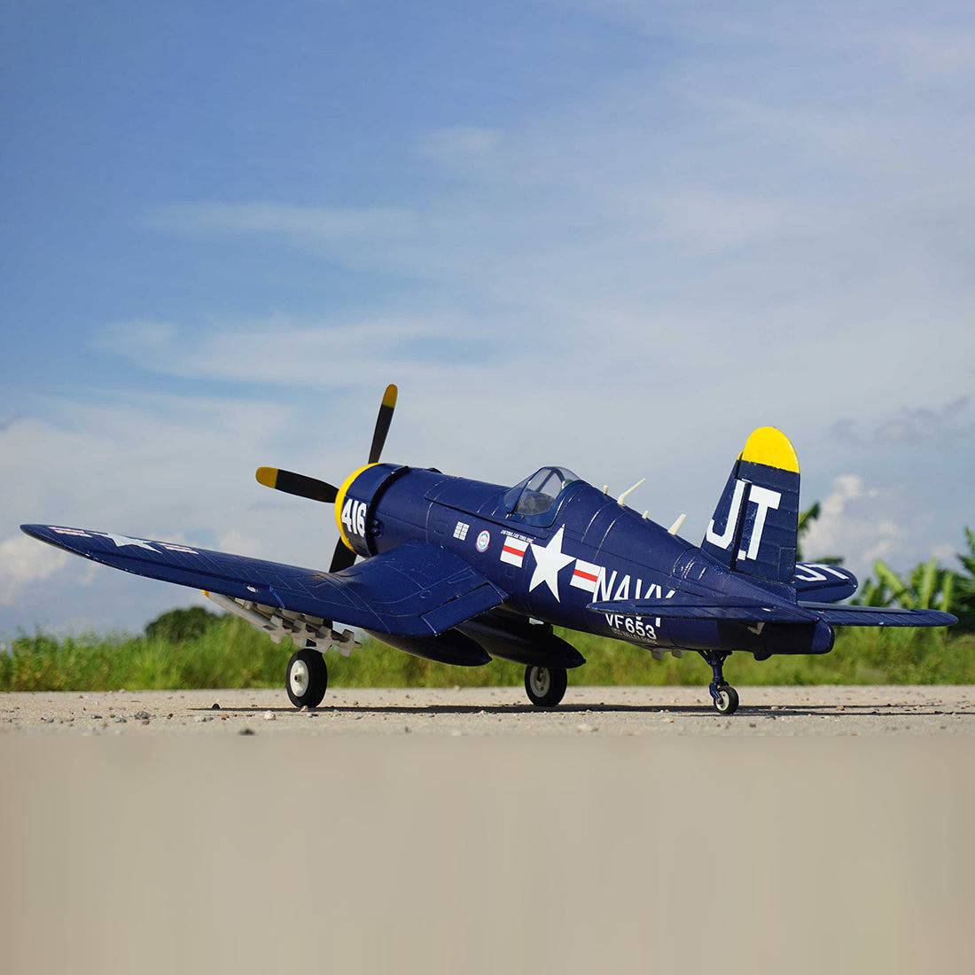 1200mm Wingspan RC Airplane Fighter Model with Auto Landing Gear (Navy Blue) F79297