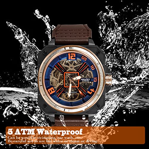 Automatic Skeleton Mechanical Self Winding Leather Strap Wrist Watch G609991