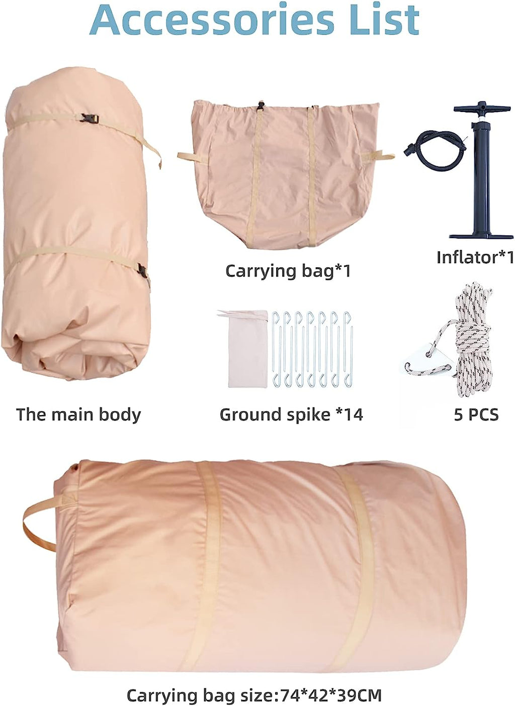 Large Inflatable Oxford Air Tent for 4-6 Persons Z782