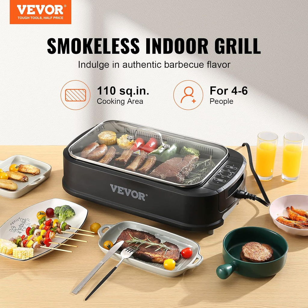 110 sq.in 1500W Electric Non-Stick Smokeless Indoor Grill Z108