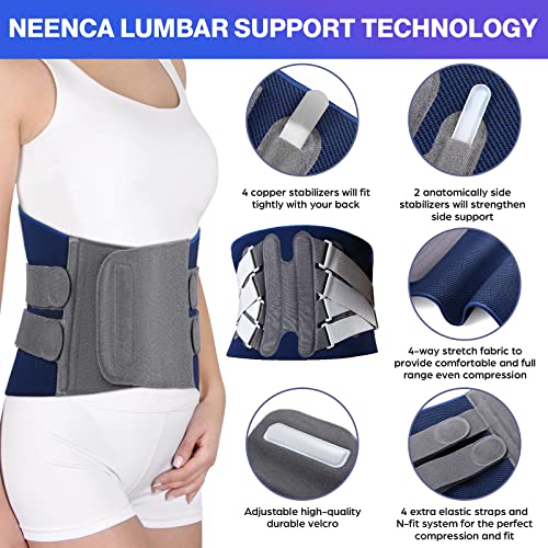 Adjustable Lumbar Support Back Brace with Spring Stabilizers H7415