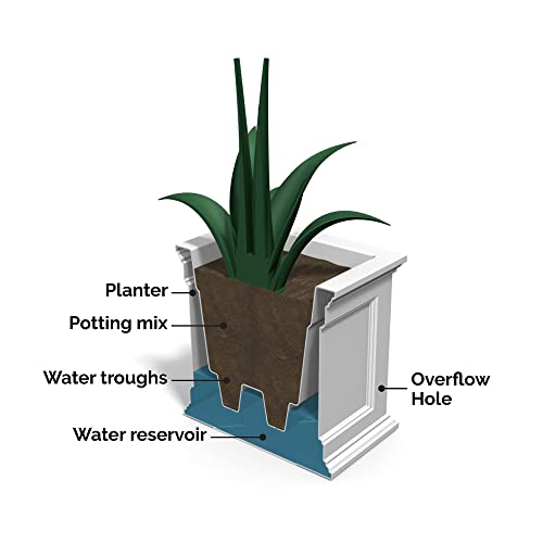 Black Rectangle Planter with Built-In Water Reservoir W72941