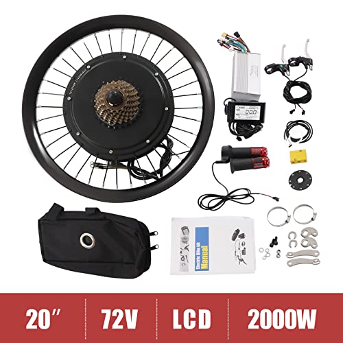72V 2000W 560rpm Rear Wheel Electric Bike Conversion Kit with LCD Display for 20-inch Bicycles U274133