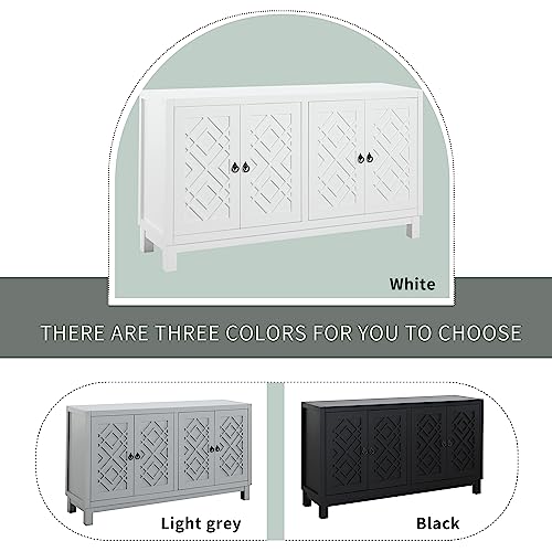 Black 4 Door Sideboard Storage Cabinet with Adjustable Shelves N7588