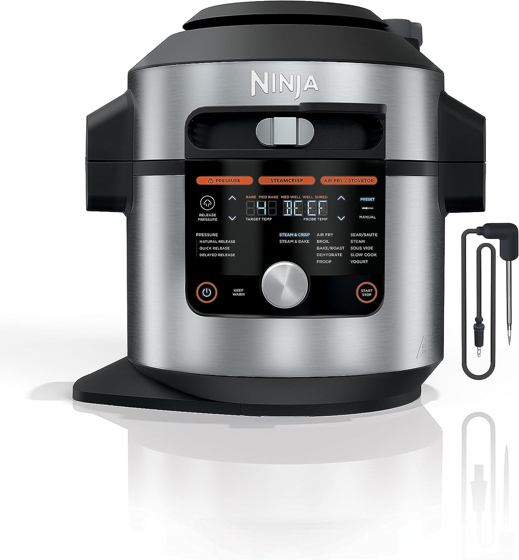 Silver/Black 8 Qt. Pressure Cooker Steam Fryer K39353