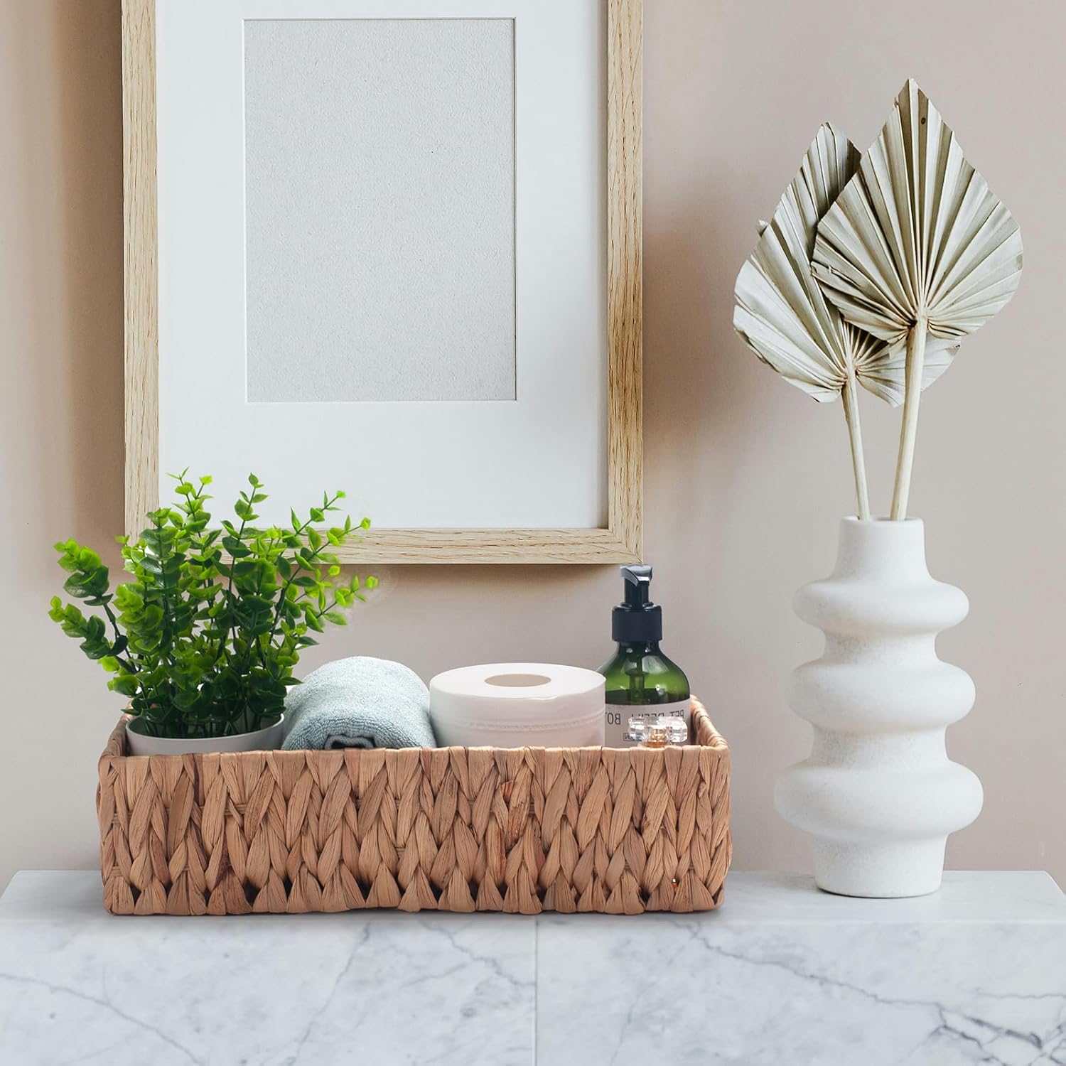 Water Hyacinth Wicker Toilet Paper Basket 14.2 x 6.5 x 3.7 inch Z316493