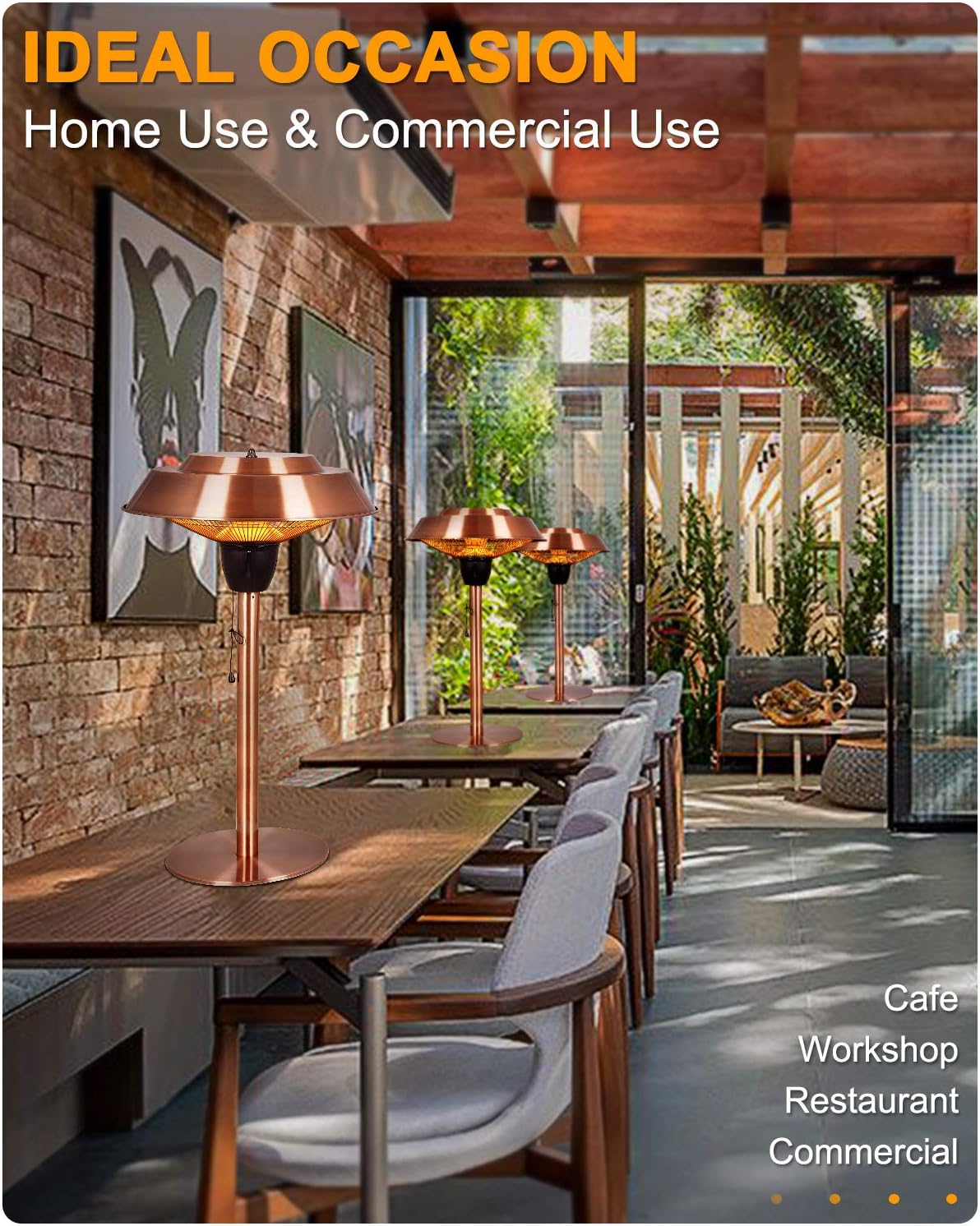 1500W Infrared Electric Patio Heater with Brush Copper Finished O83581