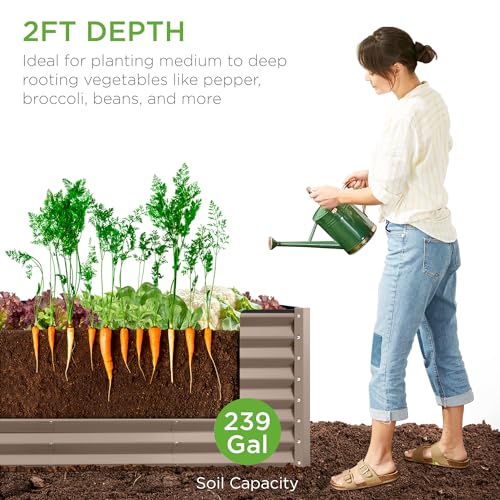 Gray 8x4x2ft Outdoor Metal Raised Garden Bed H62011