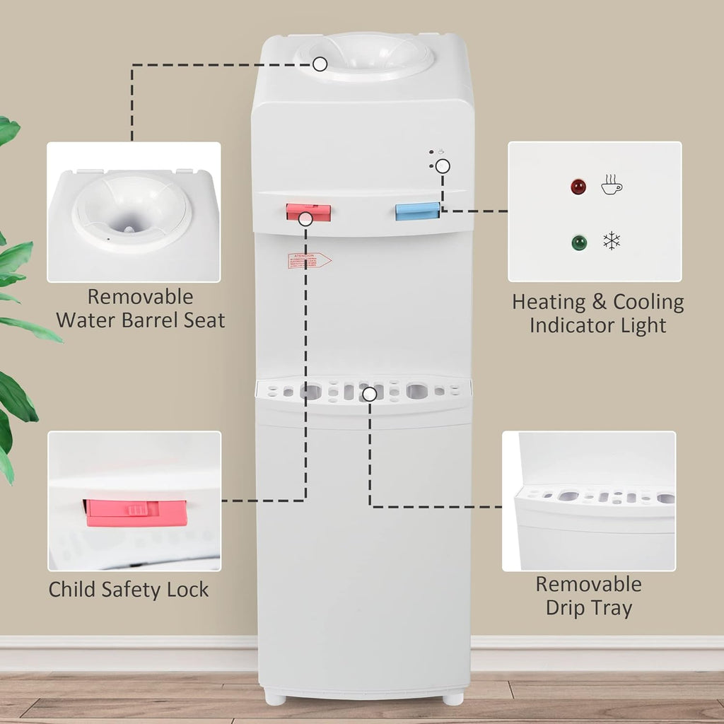 White Stainless Steel Top Loading Water Cooler Dispenser L133900