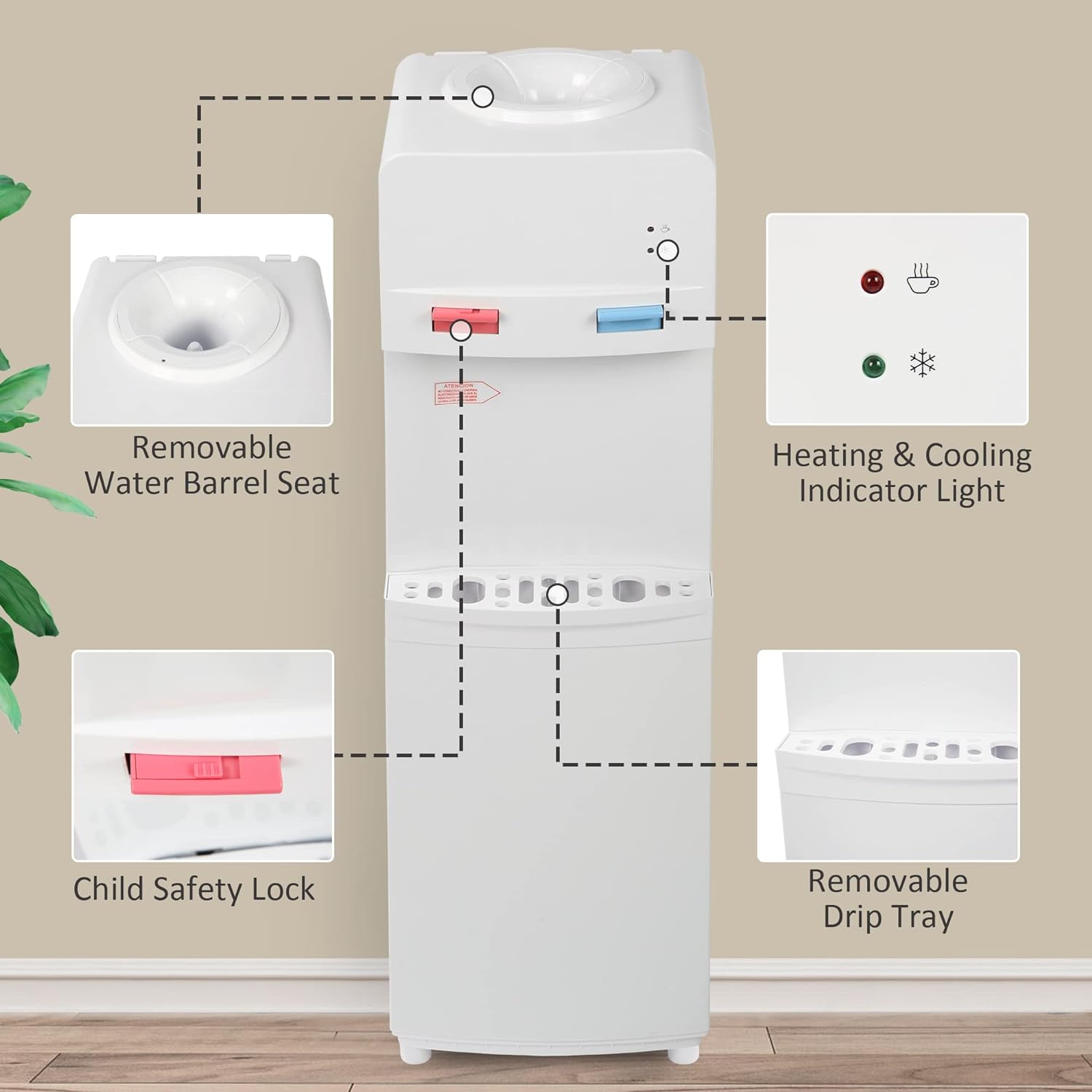 White Stainless Steel Top Loading Water Cooler Dispenser L133900