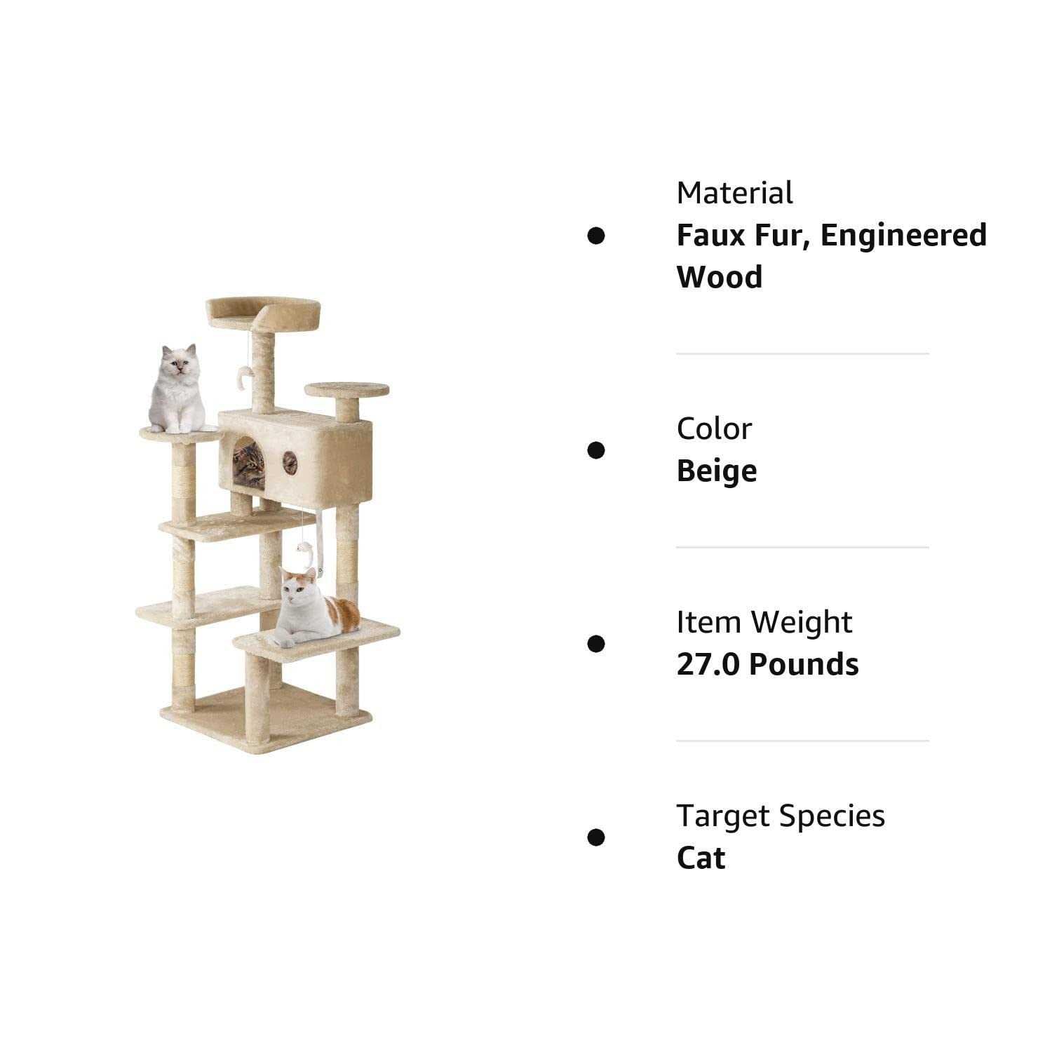 54in Cat Tree Tower with Cat Scratching Posts Stand House Cat Condo C4194