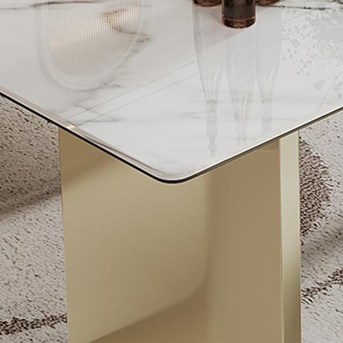 63 inch Clear Rectangular Glass Dining Table with Gold Metal Legs P229