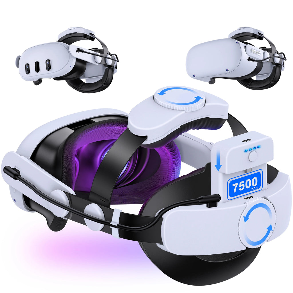 Head Strap with 7500mAh Rechargeable Battery for Oculus Quest 2 & 3 B10136